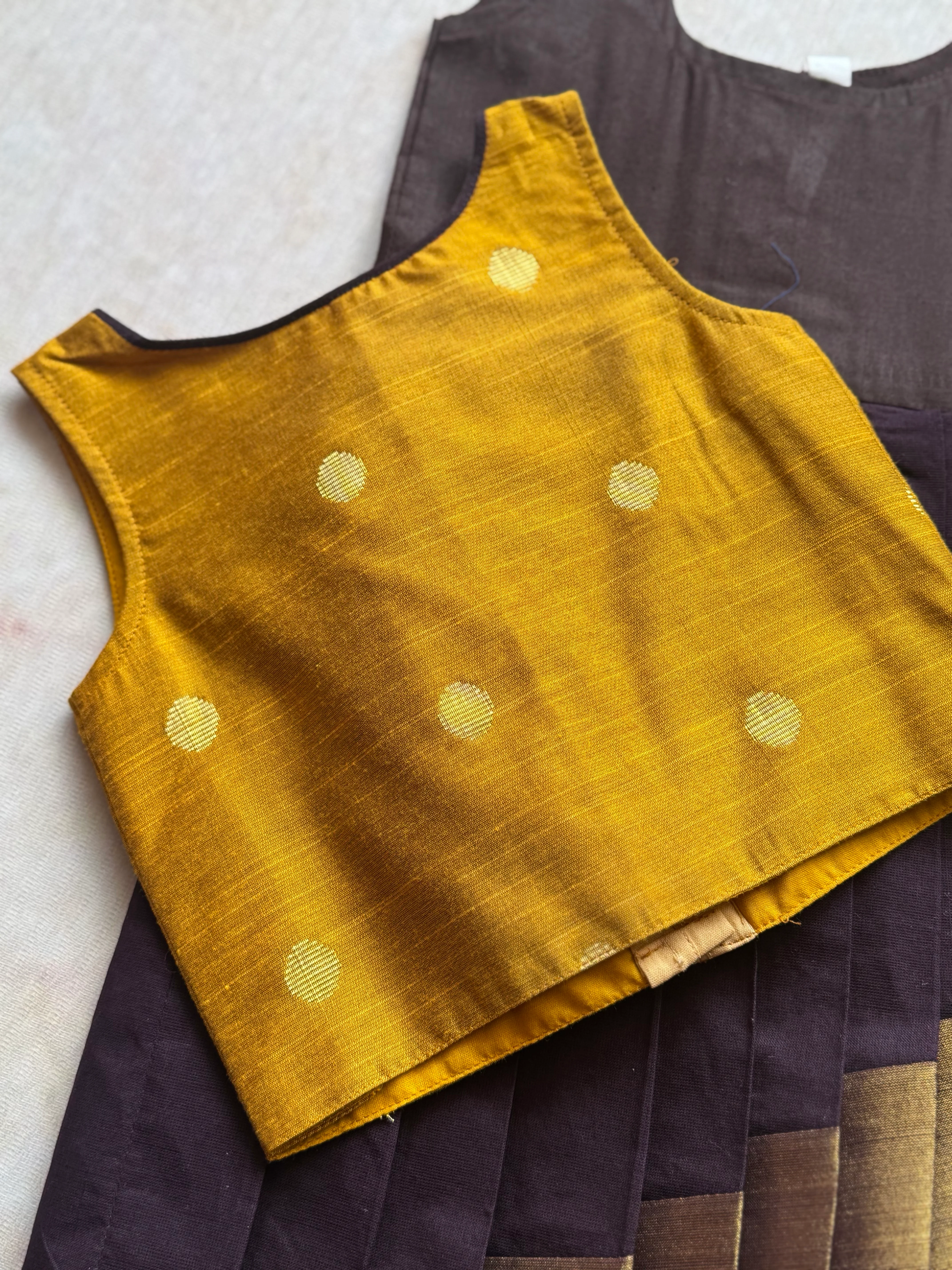Chettinad cotton overlapped Skirt with bodice top - Image 3