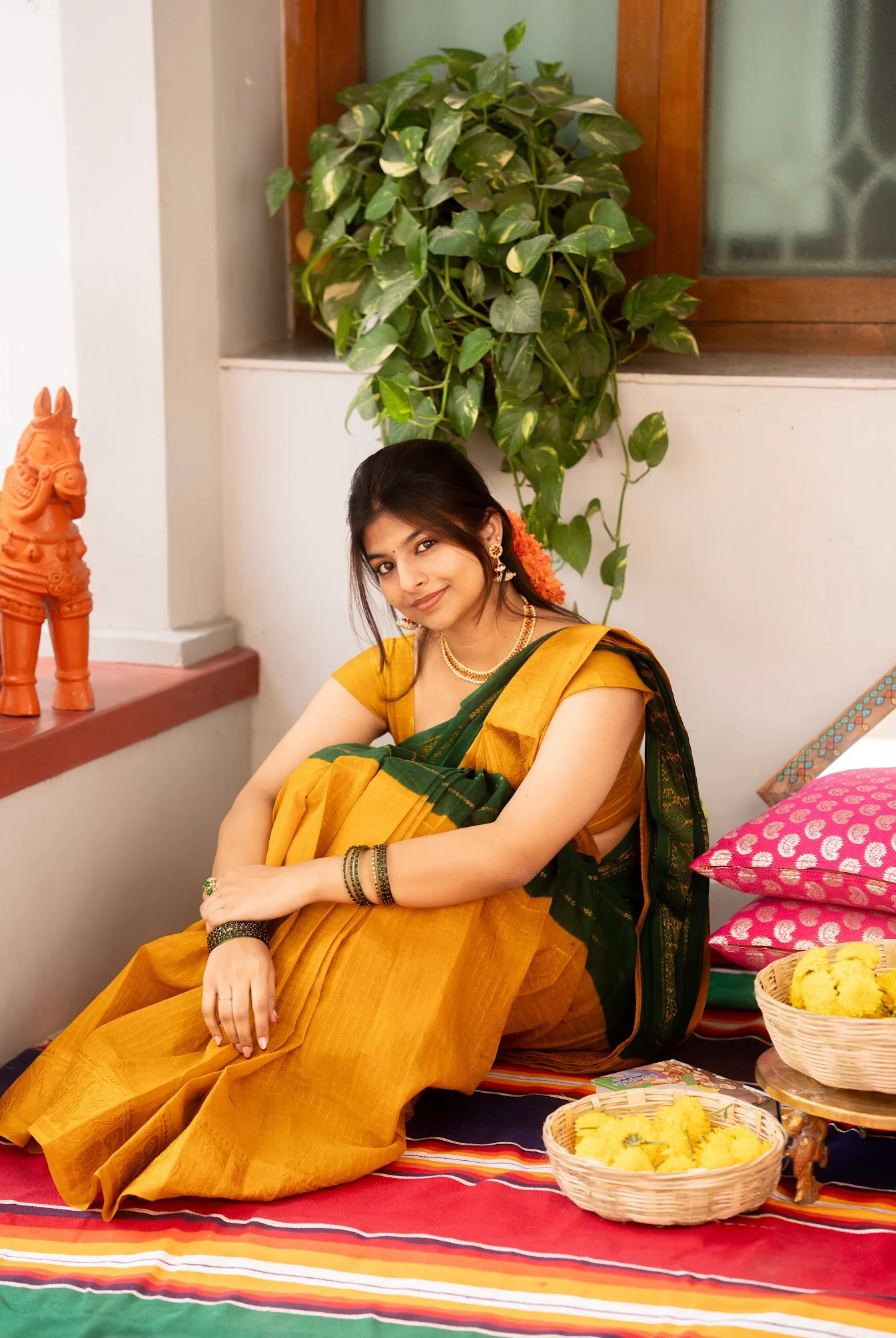 Anandita - kadhambari – Handcrafted Madurai Sungudi Saree in Soft Cotton - Image 2