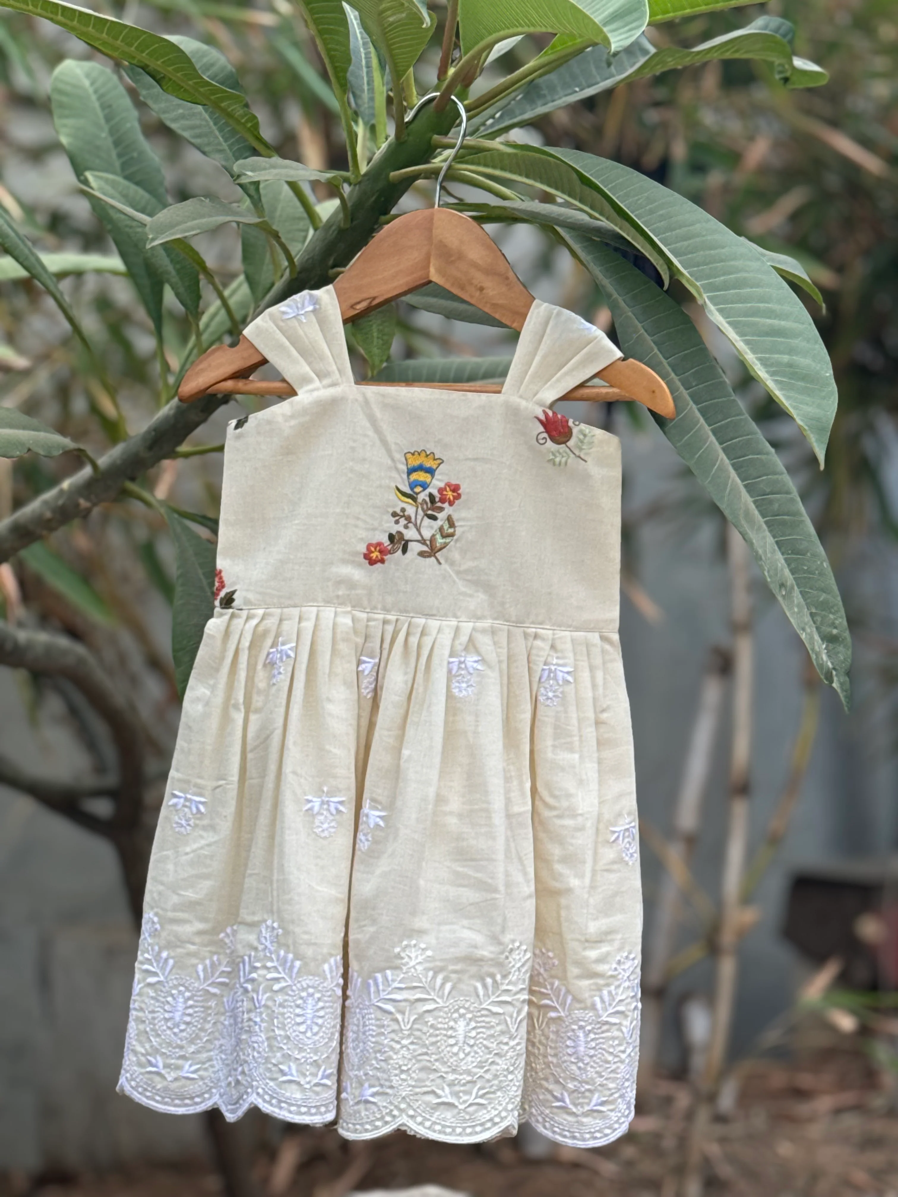 Floral Embroidered Kids Frock - Image 2