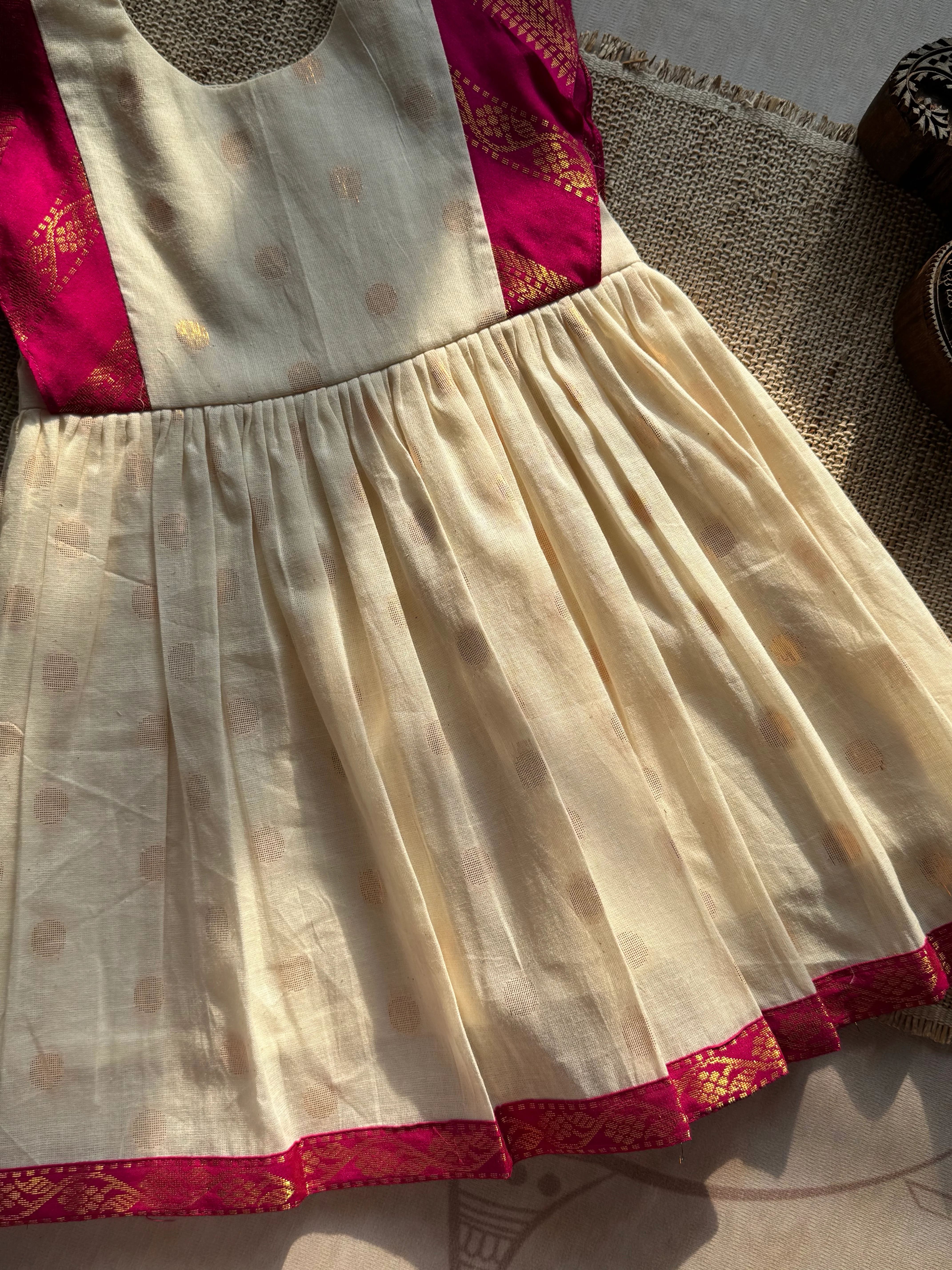 Anvi Kids Cotton Frock Pink - Onam Edit - Image 4