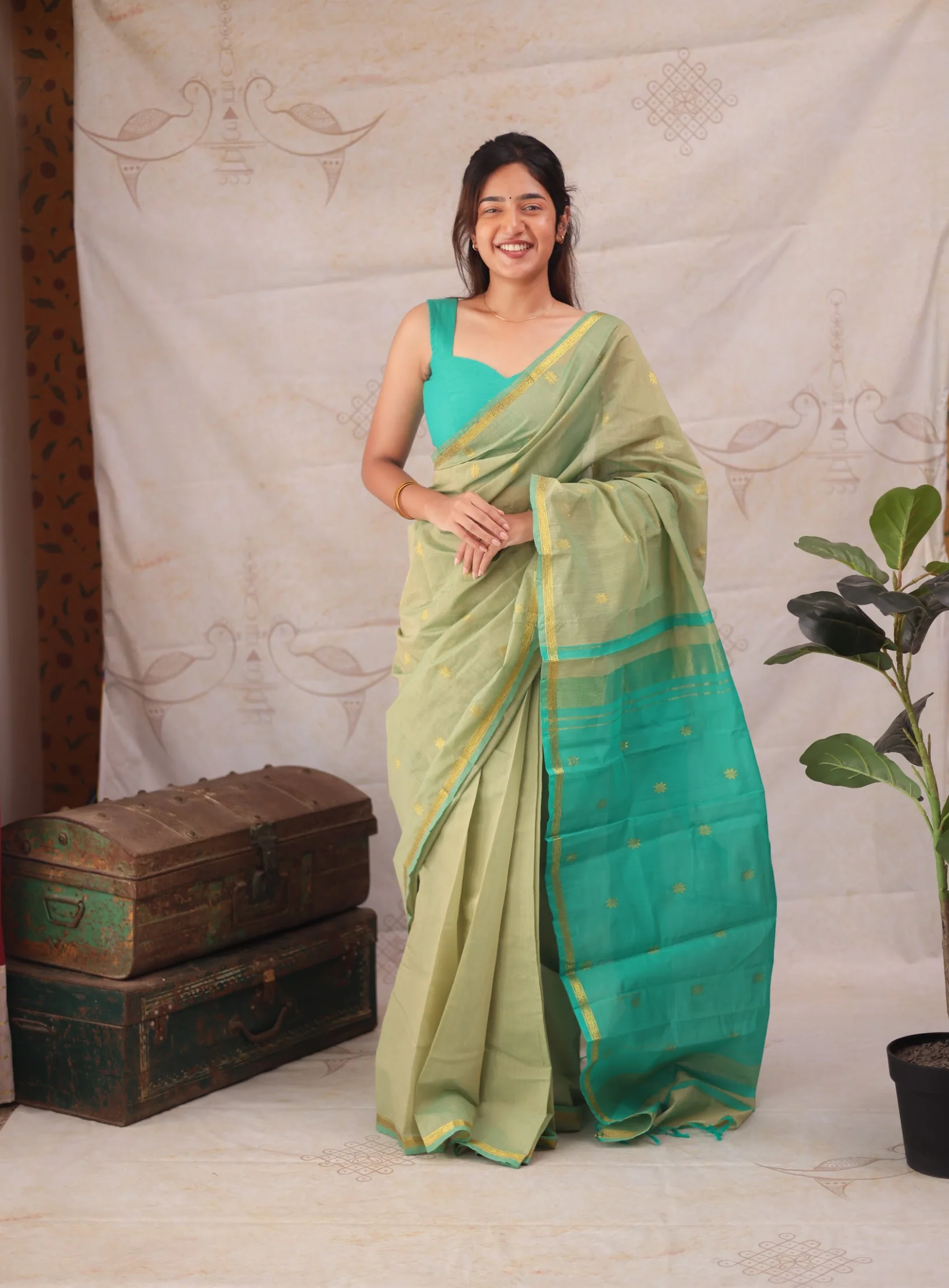 Maheshwari Silk Cotton Saree - Image 2