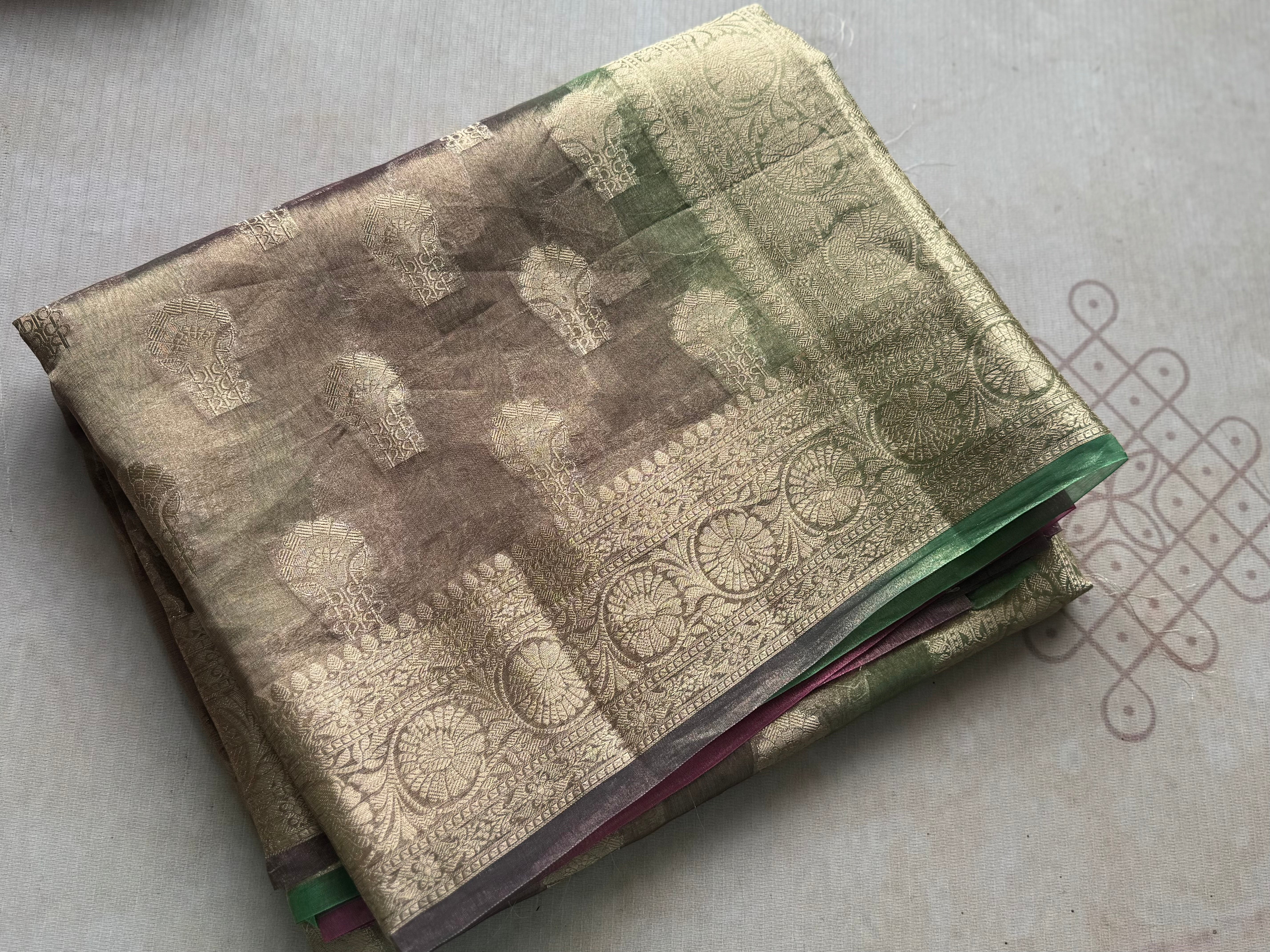 Pure Molten Gold Tissue Saree - Image 2