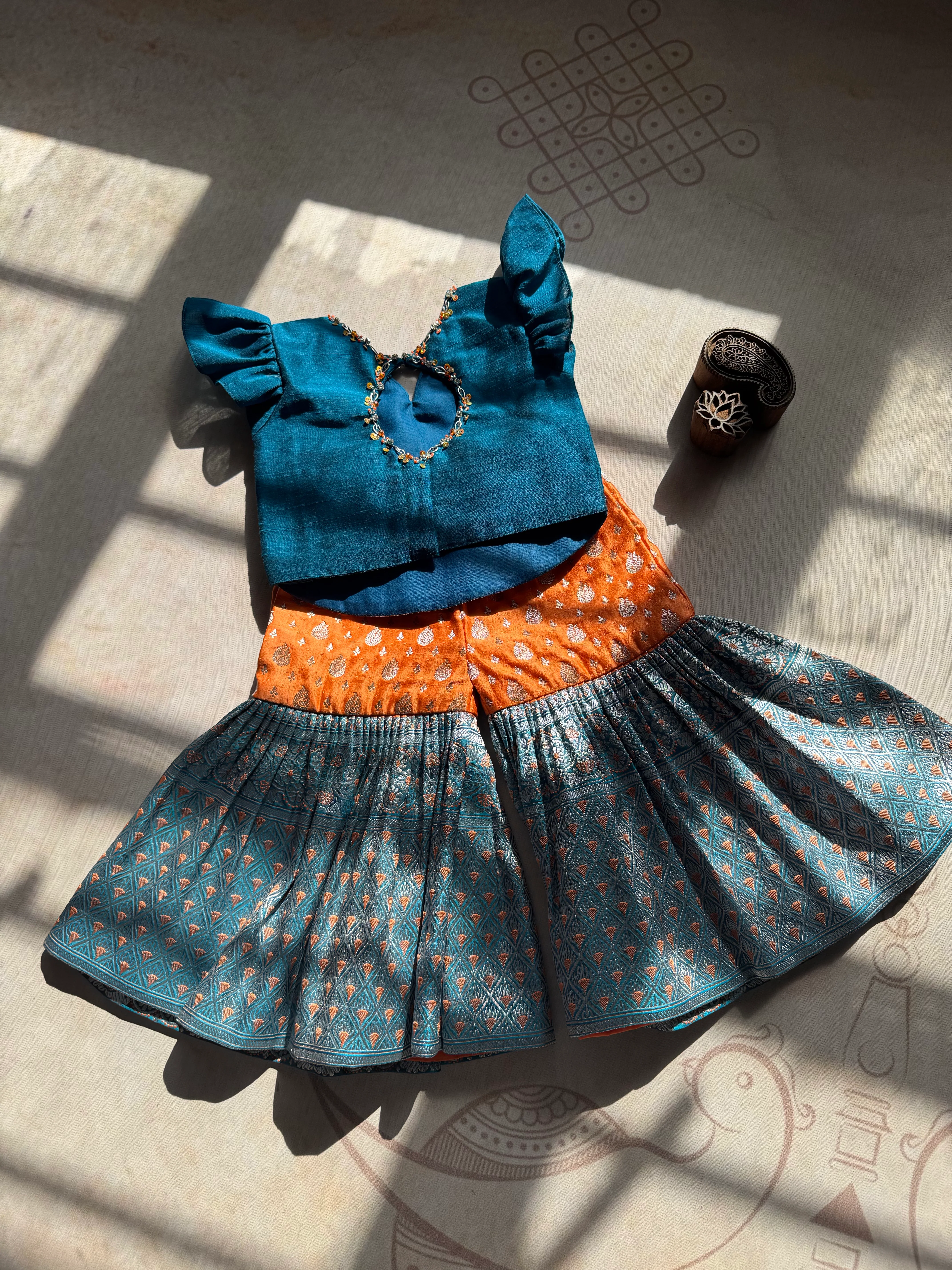 Rivah - Kids Banarasi Corset Top & Sharara Pants - Image 2