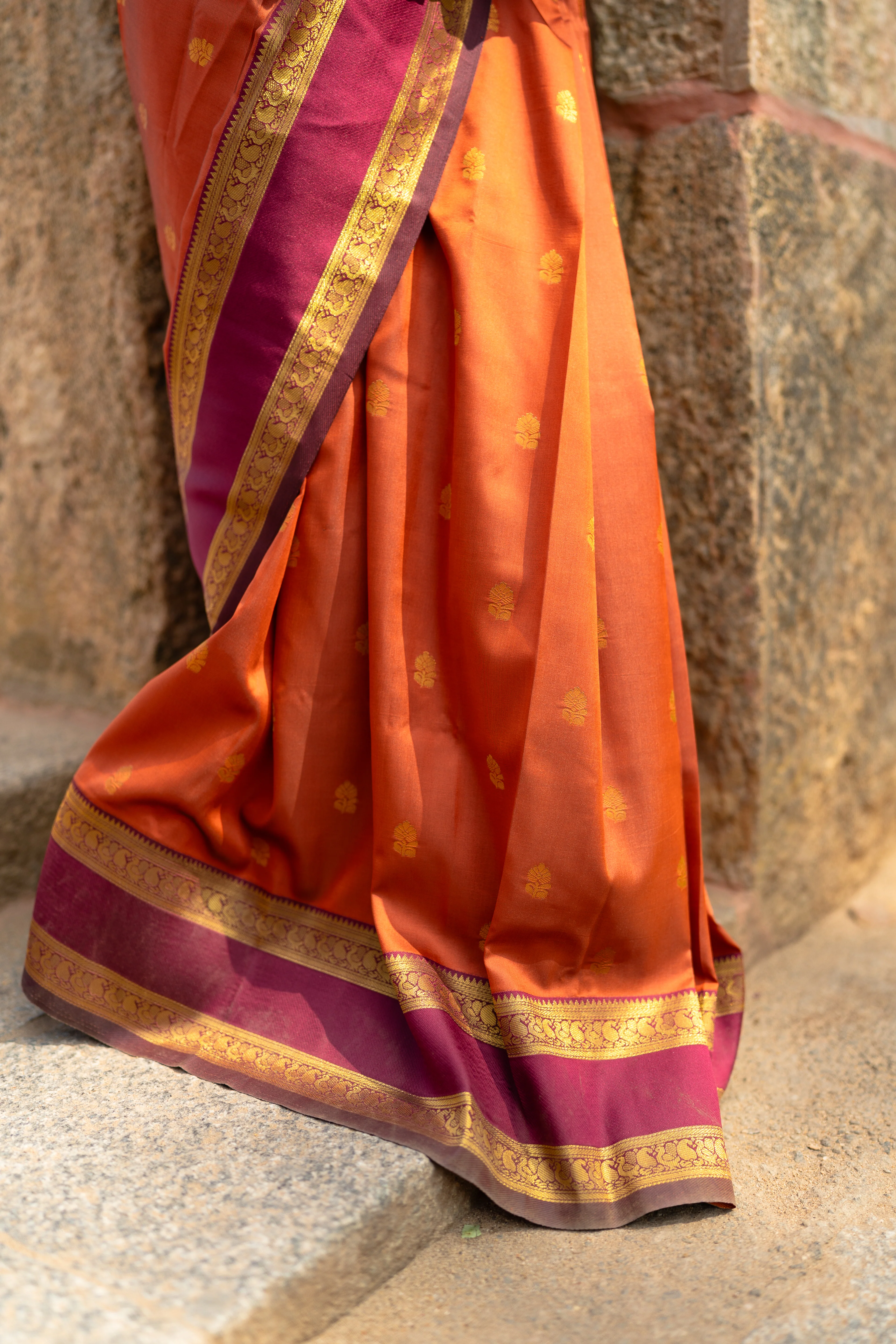 Semi Kanchi Silk Saree – Rust Orange Festive & Ethnic Wear - Image 12
