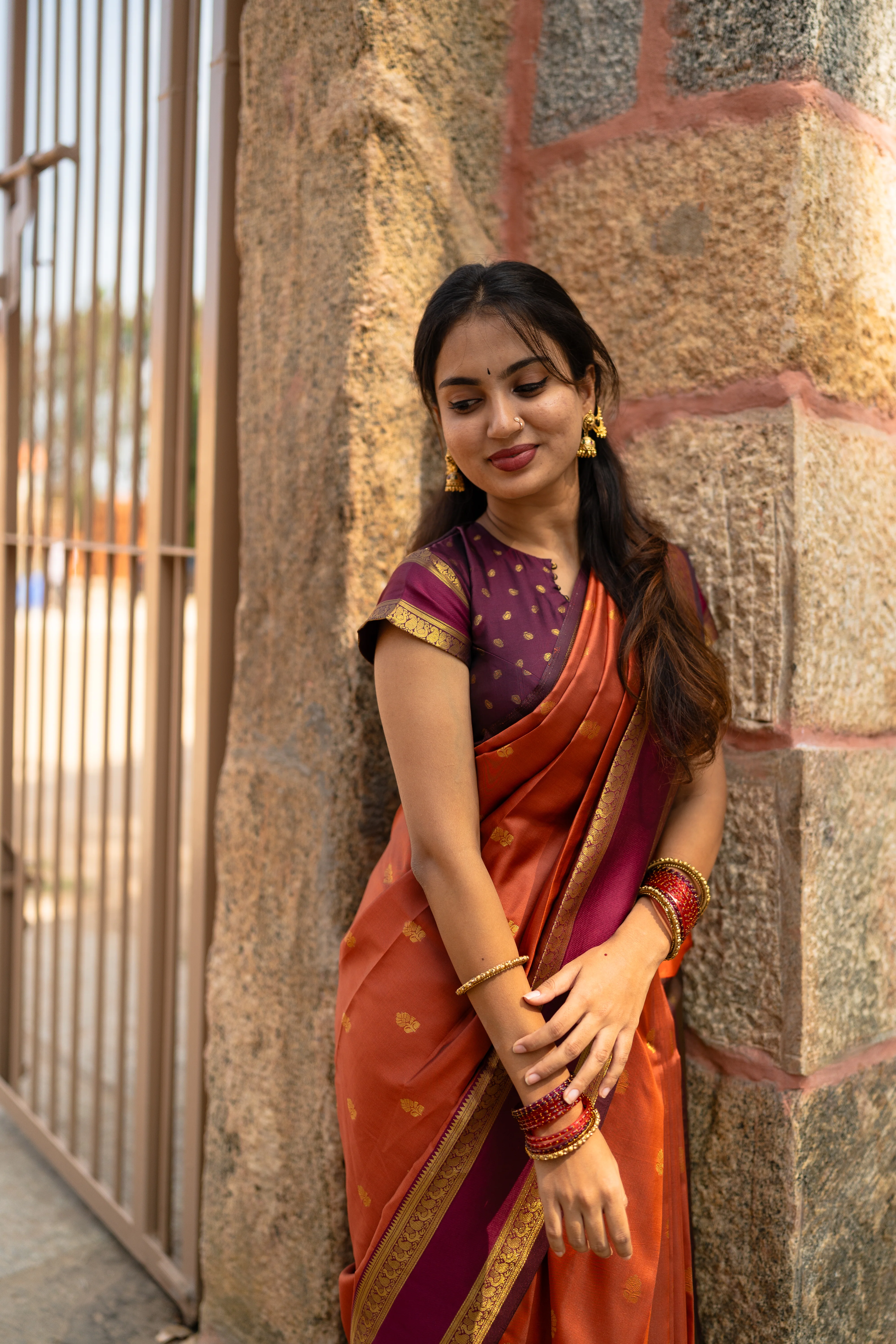 Semi Kanchi Silk Saree – Rust Orange Festive & Ethnic Wear - Image 6
