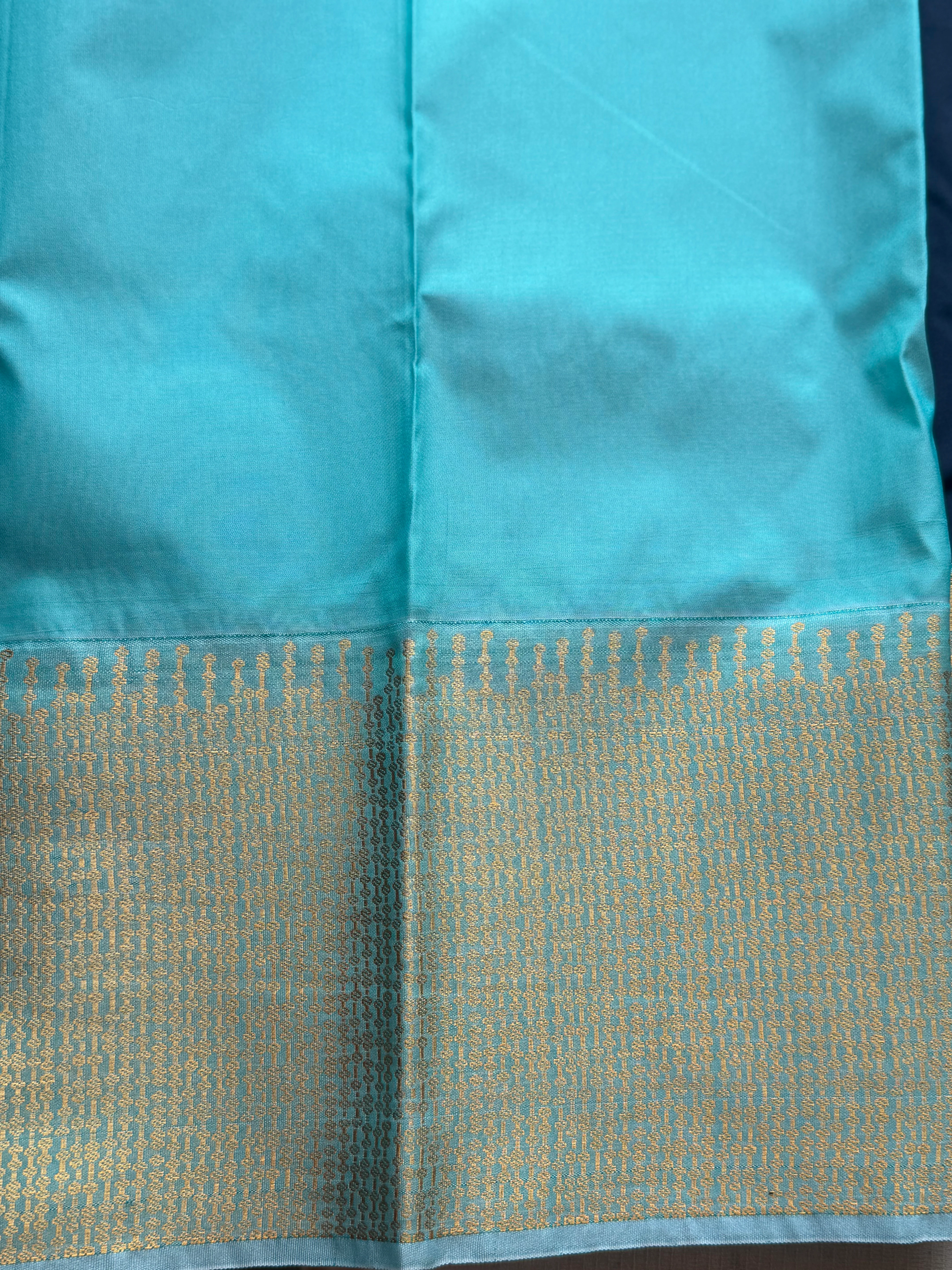 Semi Kanchi Silk Saree with Rudraksham Buttas & Zari Woven Border - Image 4
