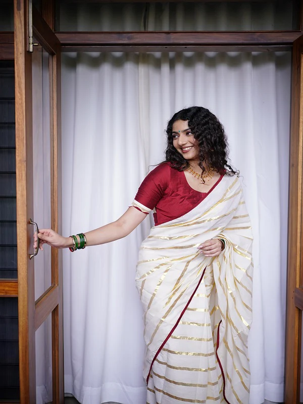 Taasha Onam Festive Collection - Maroon - Image 6