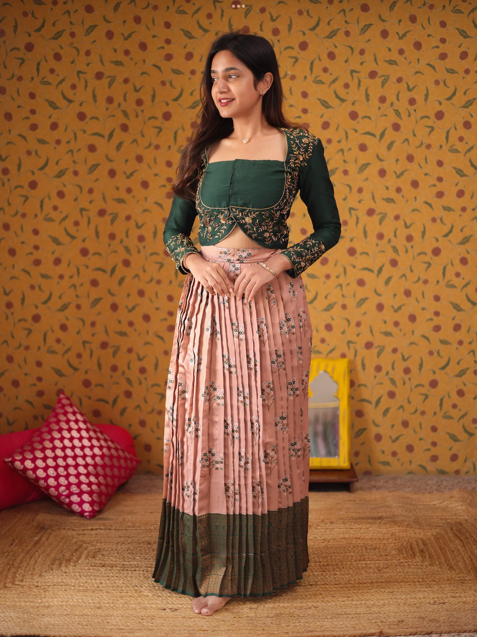 Women Crop Top & Skirt - Festive Styles Express