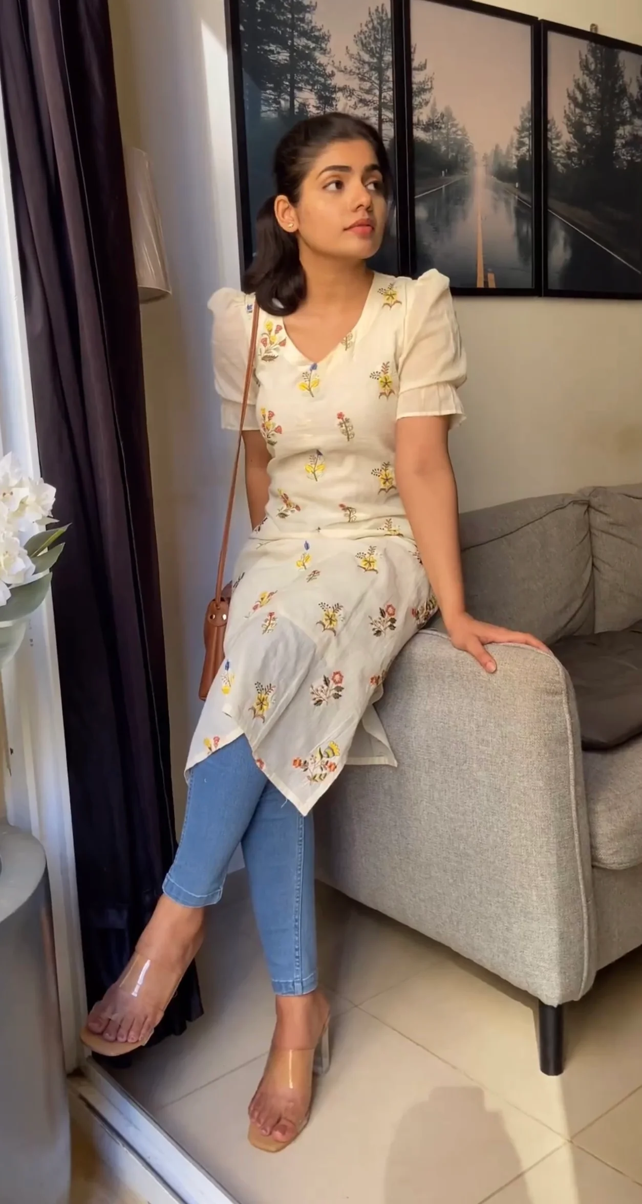 Yellow Multicolour Floral - Kurta (Onam Collection)
